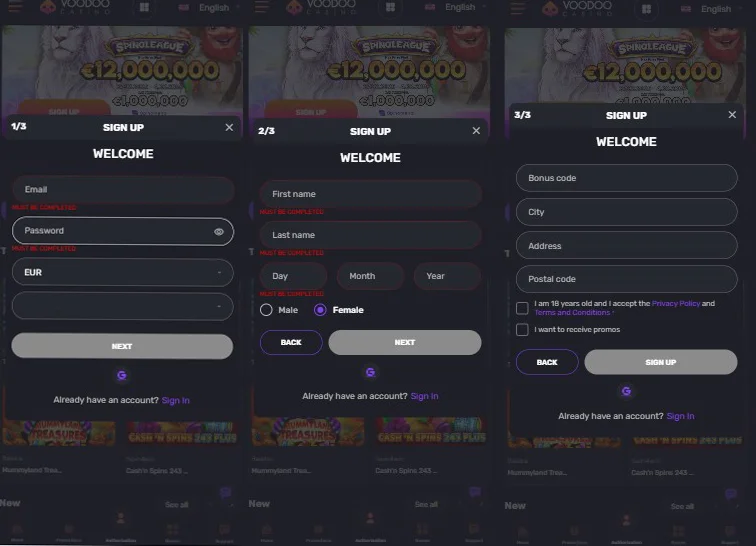 Voodoo Casino Registration
